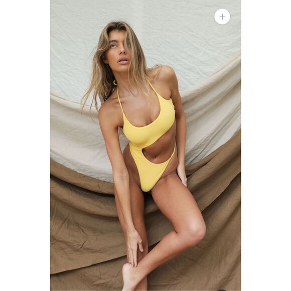 Free People x Toast Swim Sunset Signature Cut Out Ribbed Swimsuit XS - Picture 3 of 14